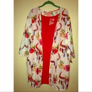 Steer head print kimono